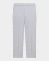 Theory Treeca Virgin Wool Flannel Cropped Pull-on Pants In Gray
