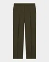 Theory Treeca Virgin Wool Flannel Cropped Pull-on Pants In Hunter Green Melange