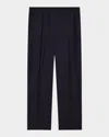 Theory Treeca Virgin Wool Flannel Cropped Pull-on Pants In Nav