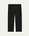 Theory Treeca Virgin Wool Flannel Cropped Pull-on Pants In Nav