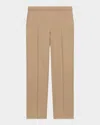 Theory Treeca Virgin Wool Flannel Cropped Pull-on Pants In New Camel
