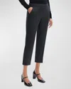 Theory Treeca Virgin Wool Flannel Cropped Pull-on Pants In New Charcoal Melange
