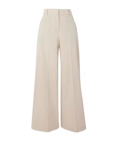 Theory Treeca Linen-blend Wide-leg Pants In Off-white