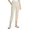Theory Treeca Good Linen Cropped Pull-on Ankle Pants In Beige