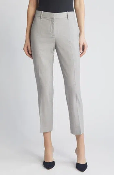 Theory Treeca Wool Blend Crop Pants In Light Grey Melange