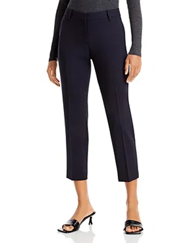 Theory Treeca Wool-blend Cropped Trousers In Deep Navy