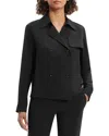 Theory Double Breasted Trench Jacket In Black