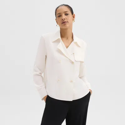 Theory Trench Blouse In Recycled Georgette In Ivory