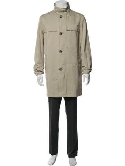 Pre-owned Theory Trench Coat In Green/neutrals