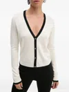 Theory Trim Button Cardigan In White