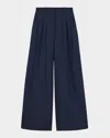 Theory Wool Blend Triple Pleat Pants In Nocturne Navy