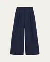 Theory Wool Blend Triple Pleat Pants In Nocturne Navy