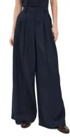 Theory Wool Blend Triple Pleat Pants In Nocturne Navy