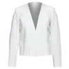 Theory Tromp Loeil Lapel Shoulder Pad Cropped Tux Blazer In White