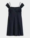 Theory Short Sleeve Peek Cami Dress In Black