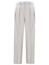 Theory Metallic Pants With High Waist And Front Pences In Beige