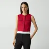 Theory Trucker Vest In Good Linen In Cherry