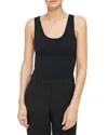 Theory Deep Scoop Ribbed Tank Top In Black