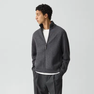 Theory Turtleneck Cardigan In Boiled Wool In Gray