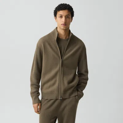 Theory Turtleneck Cardigan In Boiled Wool In Gray