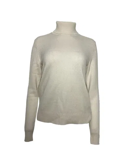 Pre-owned Theory Turtleneck Cashmere Sweater In White