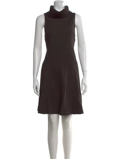 Pre-owned Theory Turtleneck Knee-length Dress In Brown