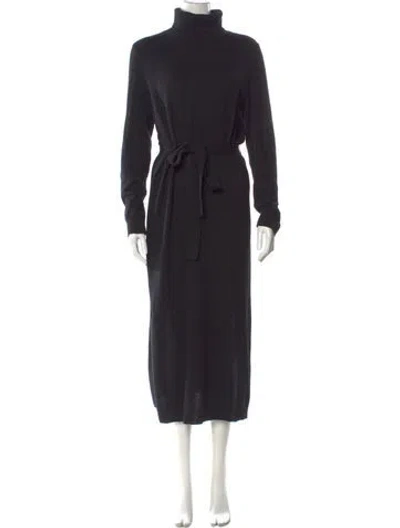 Pre-owned Theory Turtleneck Long Dress In Black