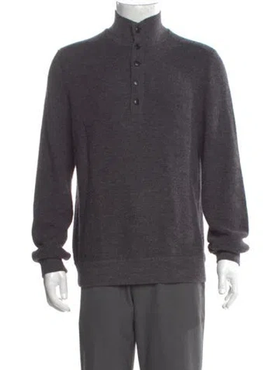 Pre-owned Theory Turtleneck Long Sleeve Polo Sweater In Gray