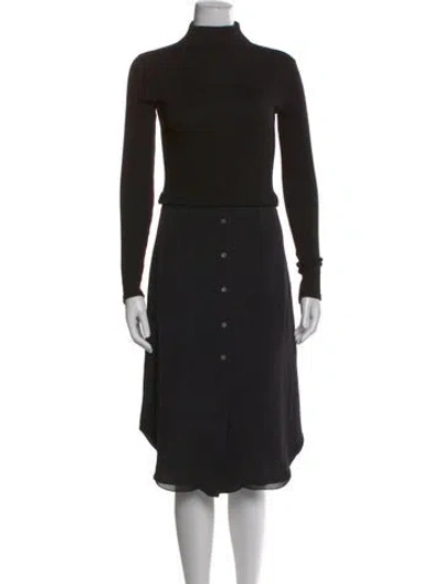 Pre-owned Theory Turtleneck Midi Length Dress In Black