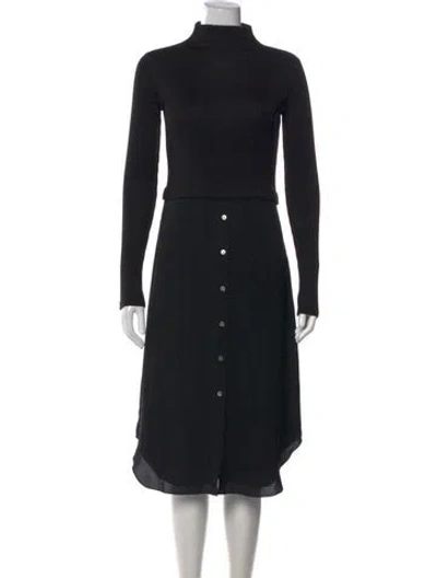 Pre-owned Theory Turtleneck Midi Length Dress In Black