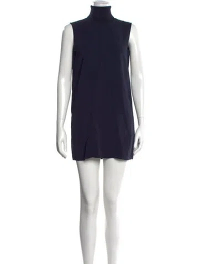 Pre-owned Theory Turtleneck Mini Dress In Blue