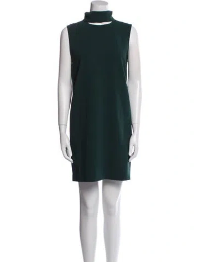 Pre-owned Theory Turtleneck Mini Dress In Green