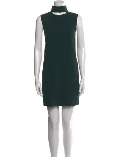 Pre-owned Theory Turtleneck Mini Dress In Green
