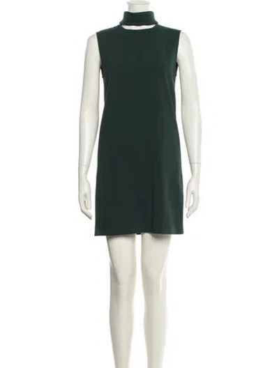 Pre-owned Theory Turtleneck Mini Dress In Green
