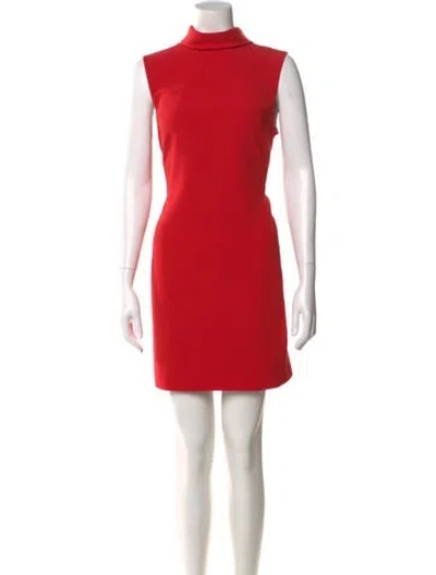 Pre-owned Theory Turtleneck Mini Dress In Red