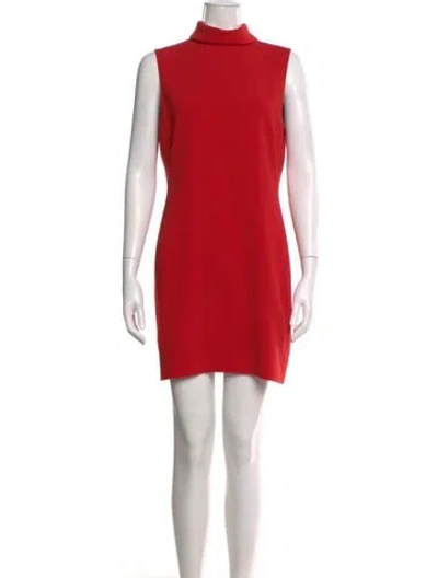 Pre-owned Theory Turtleneck Mini Dress In Red