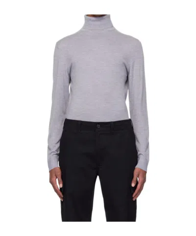 Theory Gray Merino Wool Turtleneck In Cool Heather Grey