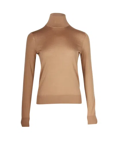 THEORY TURTLENECK SWEATER IN BROWN REGAL WOOL