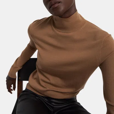 Theory Turtleneck Sweater In Regal Wool In Brown