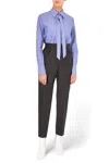 Theory Tuxedo Tie Buttondown Shirt In Deep Blue/white Wellington Stripe In Purple