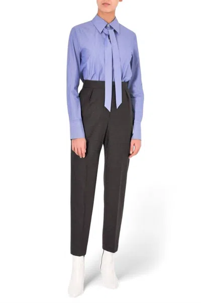 Theory Tuxedo Tie Buttondown Shirt In Deep Blue/white Wellington Stripe In Purple