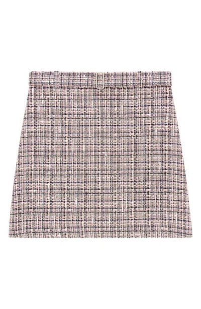 Theory Belted Cotton-blend Tweed Mini Skirt In Multi