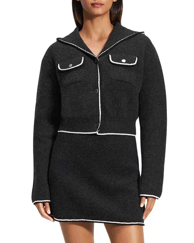 Theory Tweed Hooded Cardigan In Black Multi