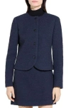 Theory Crew Neck Clean Wool-blend Jacket In Blue