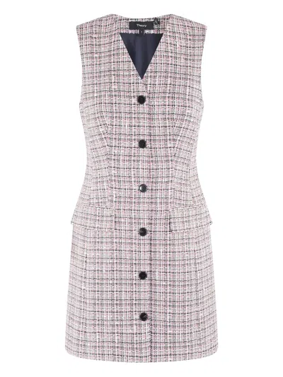 Theory Tweed Mini Dress In Pink