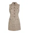Theory Mixed Tweed Military Mini Dress In Beige