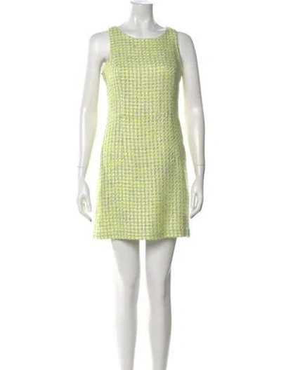 Pre-owned Theory Tweed Mini Dress In Green