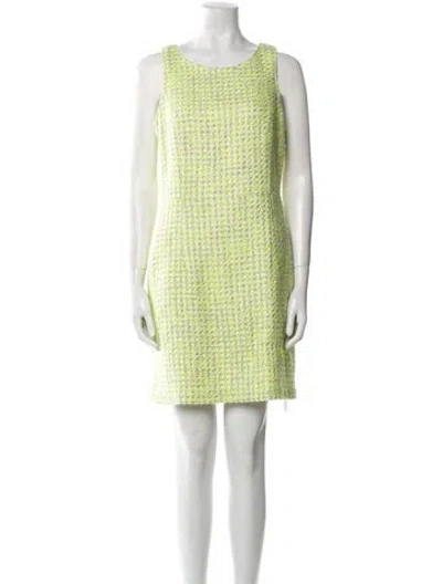 Pre-owned Theory Tweed Mini Dress W/ Tags In Green