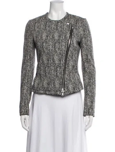 Pre-owned Theory Tweed Pattern Biker Jacket In Multi