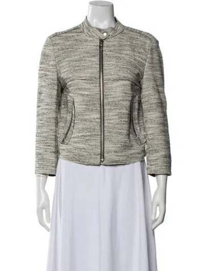 Pre-owned Theory Tweed Pattern Biker Jacket In Neutrals